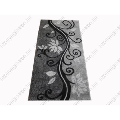 Virág mintás fekete fehér Futószőnyeg 80 x 300 cm