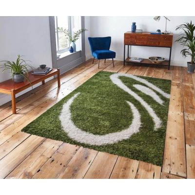 Debie Fehér Zöld Shaggy Szőnyeg 300 x 400 cm