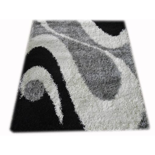 Teofil fehér fekete szürke shaggy szőnyeg 80x150cm