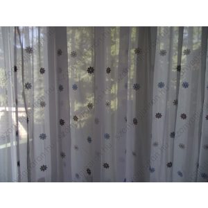 Ofélia Kék virágos Organza függöny 300 x 250 cm