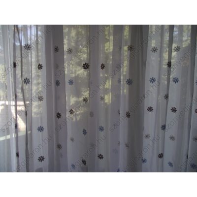 Ofélia Kék virágos Organza függöny 300 x 250 cm