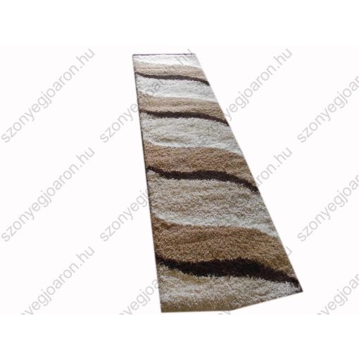 Hullám Shaggy Barna Krém Futószőnyeg 80 x 300 cm