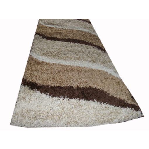 Hullám Shaggy Barna Krém Futószőnyeg 80 x 300 cm
