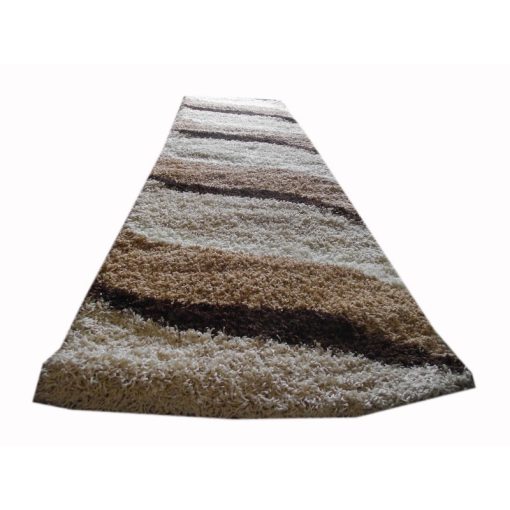 Hullám Shaggy Barna Krém Futószőnyeg 80 x 300 cm