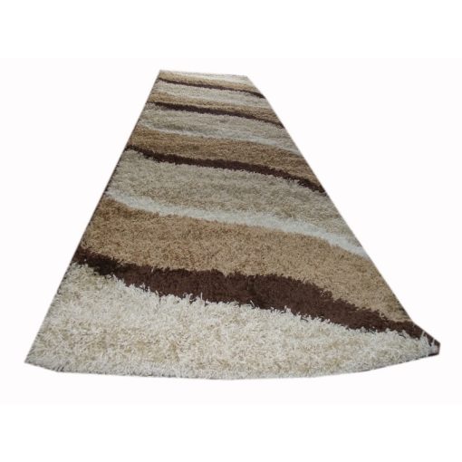 Hullám Shaggy Barna Krém Futószőnyeg 80 x 300 cm