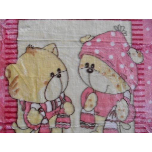 Maci Manók Rózsaszín Krém gyerek Ágytakaró Pléd 100 x 140 cm