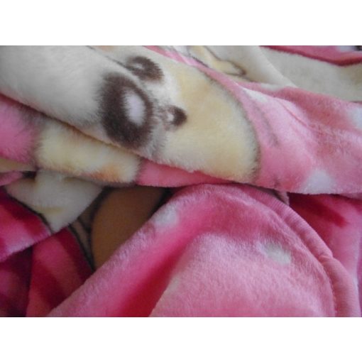 Maci Manók Rózsaszín Krém gyerek Ágytakaró Pléd 100 x 140 cm