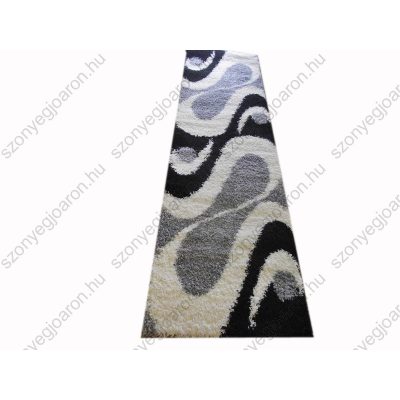 Hermina Shaggy Fekete Fehér Szürke Futószőnyeg 80 x 300 cm