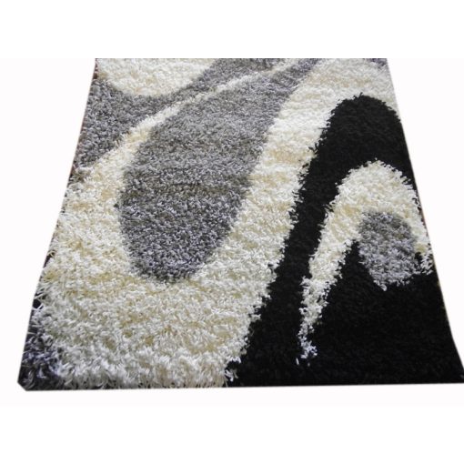 Hermina Shaggy Fekete Fehér Szürke Futószőnyeg 80 x 300 cm