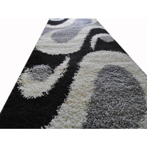 Hermina Shaggy Fekete Fehér Szürke Futószőnyeg 80 x 300 cm