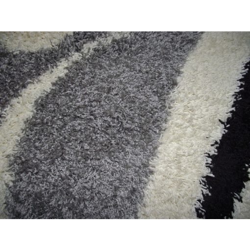 Hermina Shaggy Fekete Fehér Szürke Futószőnyeg 80 x 300 cm