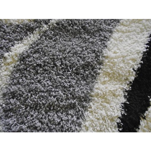 Hermina Shaggy Fekete Fehér Szürke Futószőnyeg 80 x 300 cm