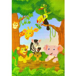 Madagaszkár gyerekszőnyeg 133 x 180 cm zöld állatos