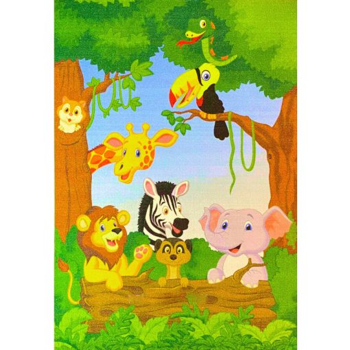 Madagaszkár gyerekszőnyeg 133 x 180 cm zöld állatos