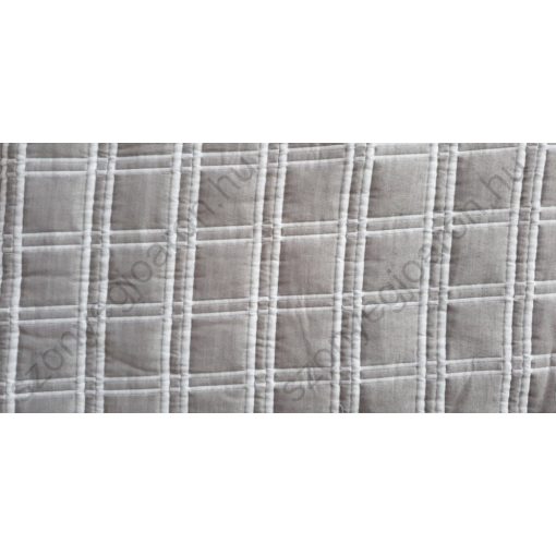 Szidónia Krém Szürke Kockás Kétoldalas Ágytakaró Pléd