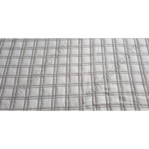 Szidónia Krém Szürke Kockás Kétoldalas Ágytakaró Pléd