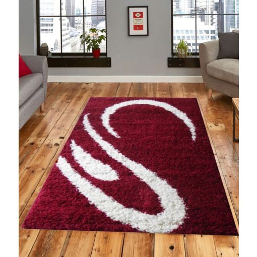 Bíborka Meggy bordó Fehér Shaggy szőnyeg 150 x 230 cm
