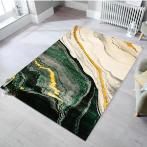Rena Nyírt bézs zöld sárga szőnyeg 70 x 100 cm