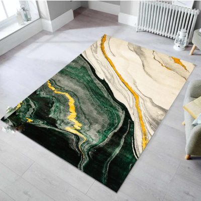 Rena Nyírt bézs zöld sárga szőnyeg 70 x 100 cm