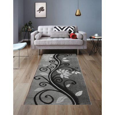 Grado Nyírt Fekete Fehér Szürke szőnyeg 80 x 150 cm