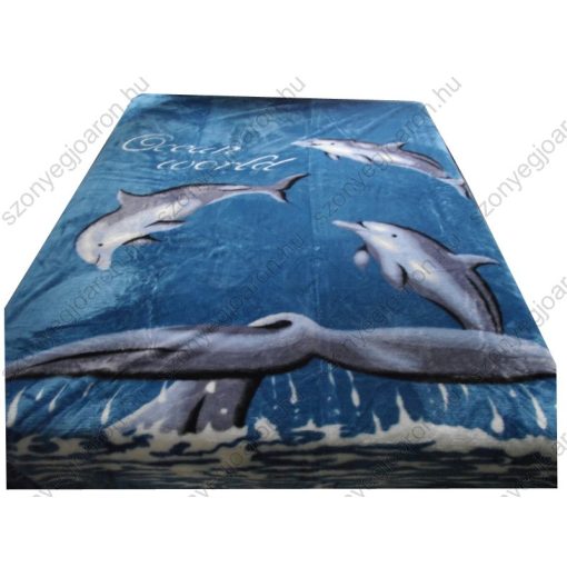 Rotello Delfin mintás Kék - Fehér Ágytakaró Pléd 200 x 240 cm