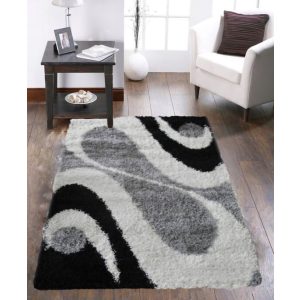 Atanázia Fekete Szürke Shaggy Szőnyeg 80 x 150 cm
