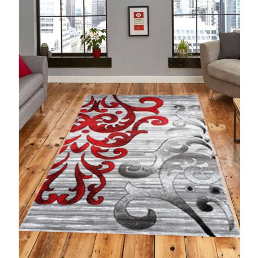 Curug piros szürke mintás nyírt szőnyeg 70 x 100 cm