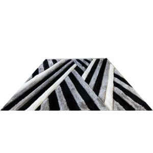   Alexis vastag luxus shaggy szőnyeg 80 x 150 cm fekete szürke fehér