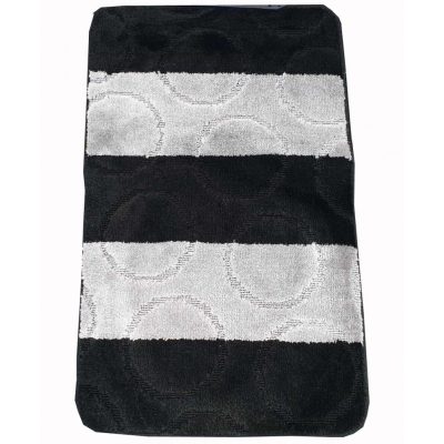   Anélia 3 részes Fürdőszoba Szőnyeg Szett Szürke Fekete 50 x 80 cm