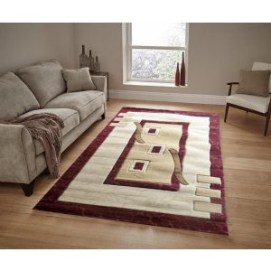 Arona Nyírt Bordó Krém szőnyeg 70 x 100 cm