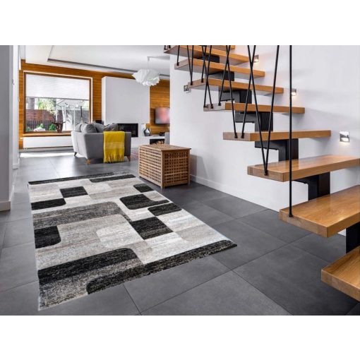 Benazír Nagyméretű Modern Szőnyeg 250 x 350 cm Szürke Fekete 