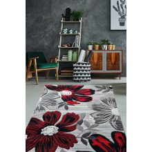 Bertil modern piros szürke szőnyeg 70 x 100 cm virágmintás