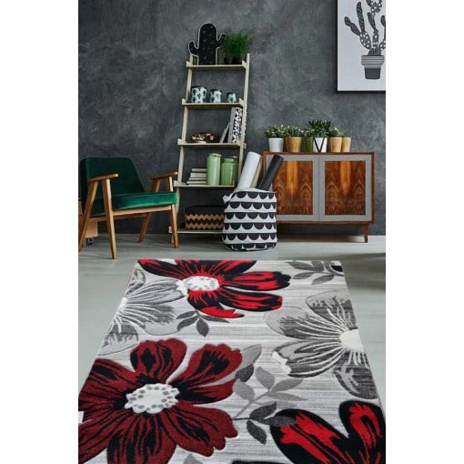 Bertina modern szürke szőnyeg 125 x 200 cm virágmintás