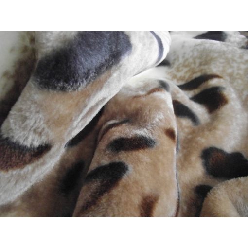 Magola Leopárd mintás Bézs Fekete Pléd Ágytakaró  200 x 240 cm