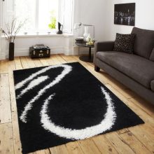 Enna Shaggy Fekete Fehér Futószőnyeg 80 x 300 cm