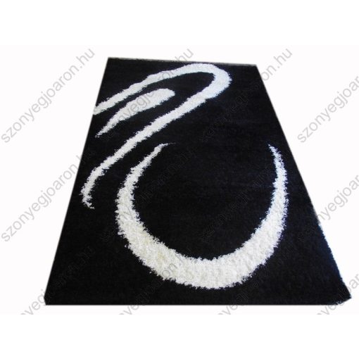 Enna Shaggy Fekete Fehér Futószőnyeg 80 x 300 cm