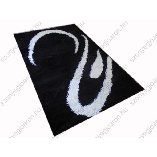 Enna Shaggy Fekete Fehér Futószőnyeg 80 x 300 cm