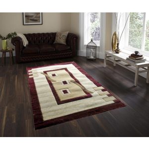 Fidenza Nyírt Bézs Bordó szőnyeg 80 x 150 cm