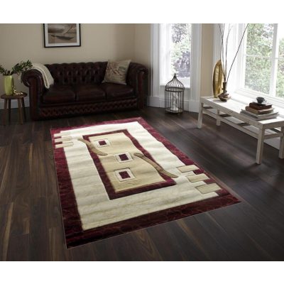 Fidenza Nyírt Bézs Bordó szőnyeg 80 x 150 cm