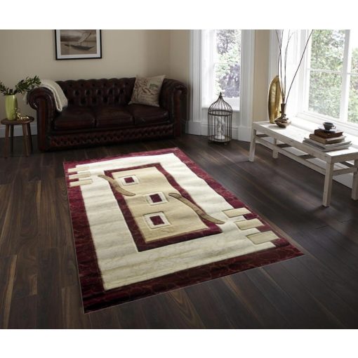 Fidenza Nyírt Bézs Bordó szőnyeg 80 x 150 cm