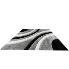 Colette Luxus Shaggy szőnyeg 60 x 220 cm szürke fekete