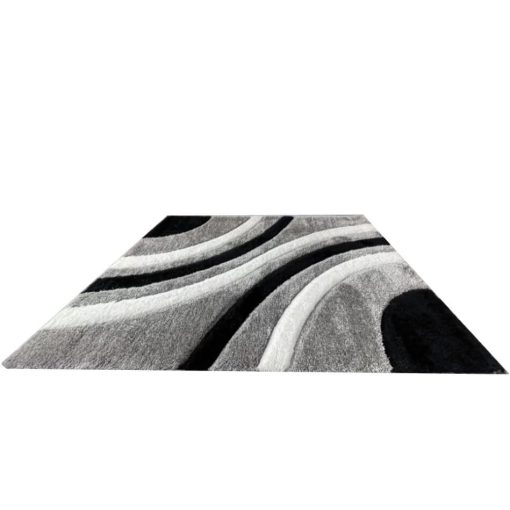 Colette Luxus Shaggy szőnyeg 60 x 220 cm szürke fekete