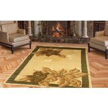 Császár vastag virágmintás szőnyeg bézs barna zöld 80 x 150 cm