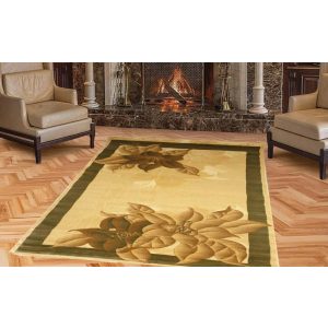   Császár vastag virágmintás szőnyeg bézs barna zöld 80 x 150 cm