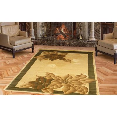   Császár vastag virágmintás szőnyeg bézs barna zöld 80 x 150 cm