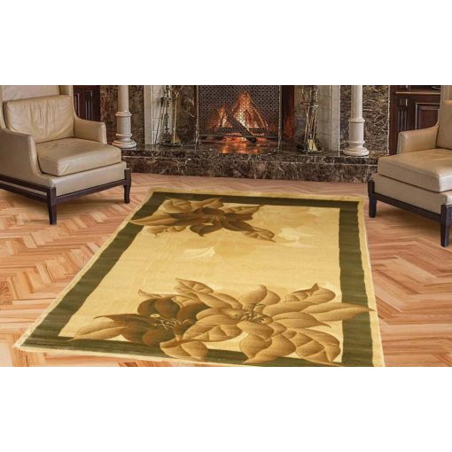 Császár vastag virágmintás szőnyeg bézs barna zöld 80 x 150 cm