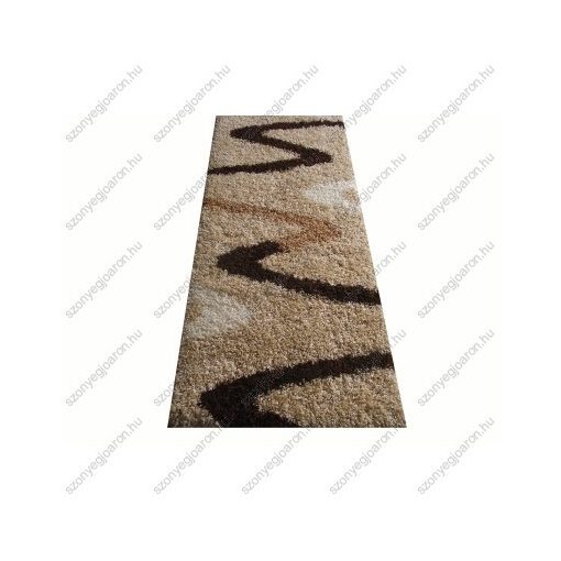 Lacrima Bézs Barna Shaggy Futó Szőnyeg 80 x 300 cm