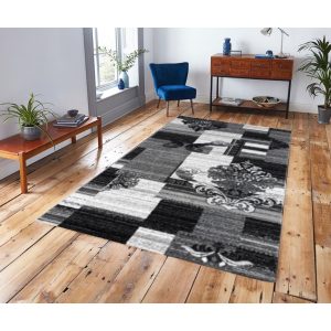 Padang szürke fekete fehér nyírt szőnyeg 70 x 100 cm
