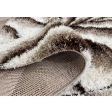 Denton Modern Shaggy Szőnyeg 200 x 280 cm barna krém faleveles minta