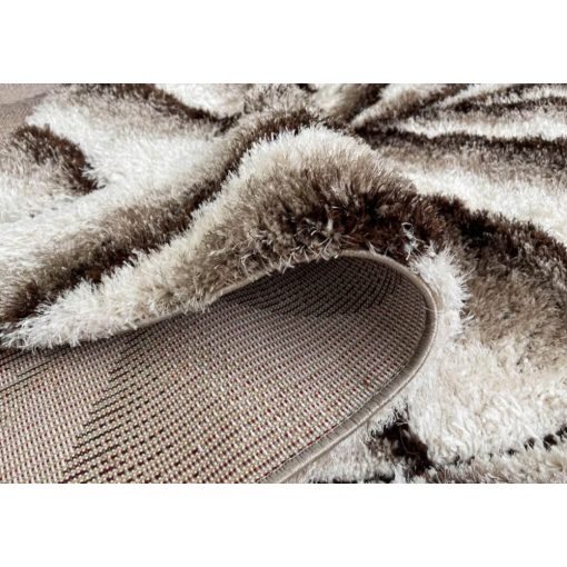 Denton Modern Shaggy Szőnyeg 200 x 280 cm barna krém faleveles minta